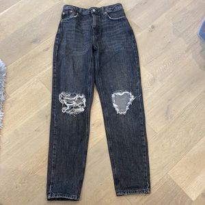 Topshop Grey/Black Ripped Jeans
